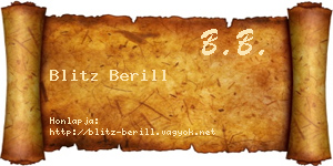 Blitz Berill névjegykártya